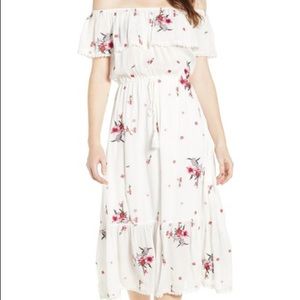 Senorita Embroidered Off the Shoulder Midi Dress